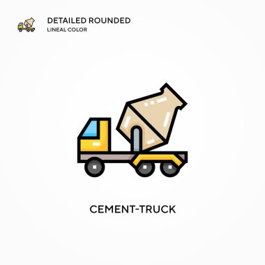 Çimento kamyonu vektör ikonu. Modern vektör illüstrasyon kavramları. Düzenlemesi ve kişiselleştirmesi kolay.