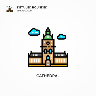 Katedral vektör simgesi. Modern vektör illüstrasyon kavramları. Düzenlemesi ve kişiselleştirmesi kolay.