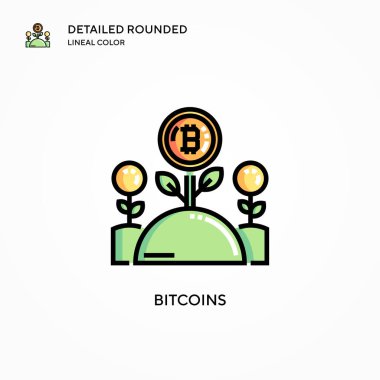 Bitcoins vektör simgesi. Modern vektör illüstrasyon kavramları. Düzenlemesi ve kişiselleştirmesi kolay.