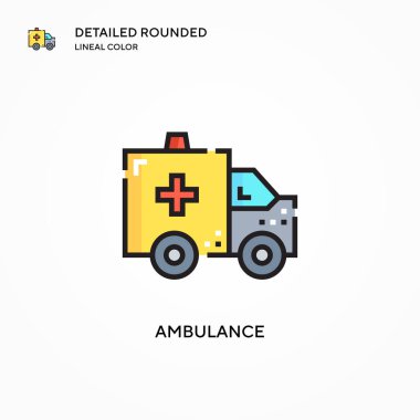 Ambulans vektör simgesi. Modern vektör illüstrasyon kavramları. Düzenlemesi ve kişiselleştirmesi kolay.