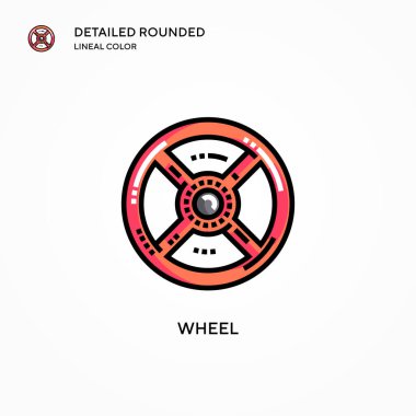 Tekerlek vektör simgesi. Modern vektör illüstrasyon kavramları. Düzenlemesi ve kişiselleştirmesi kolay.