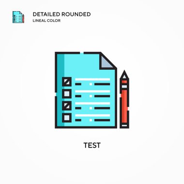 Test vektör simgesi. Modern vektör illüstrasyon kavramları. Düzenlemesi ve kişiselleştirmesi kolay.