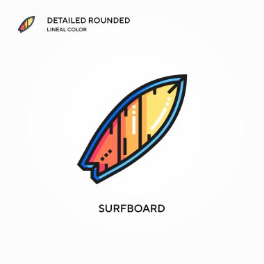 Sörf tahtası vektör simgesi. Modern vektör illüstrasyon kavramları. Düzenlemesi ve kişiselleştirmesi kolay.