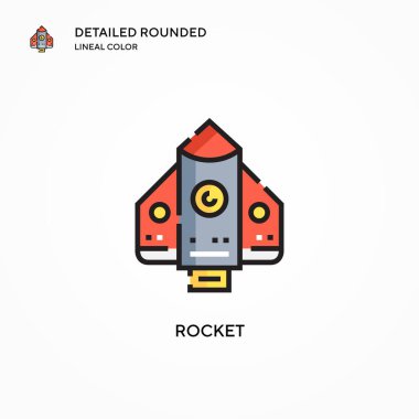 Roket vektör simgesi. Modern vektör illüstrasyon kavramları. Düzenlemesi ve kişiselleştirmesi kolay.
