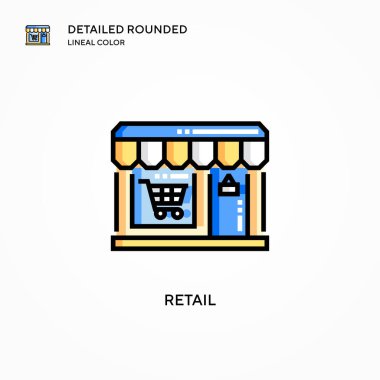 Perakende vektör simgesi. Modern vektör illüstrasyon kavramları. Düzenlemesi ve kişiselleştirmesi kolay.