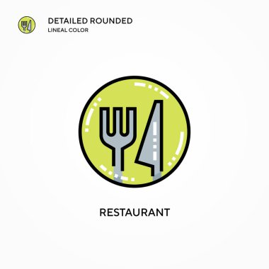 Restoran vektör simgesi. Modern vektör illüstrasyon kavramları. Düzenlemesi ve kişiselleştirmesi kolay.