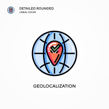 Yer belirleme vektör simgesi. Modern vektör illüstrasyon kavramları. Düzenlemesi ve kişiselleştirmesi kolay.