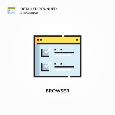 Tarayıcı vektör simgesi. Modern vektör illüstrasyon kavramları. Düzenlemesi ve kişiselleştirmesi kolay.