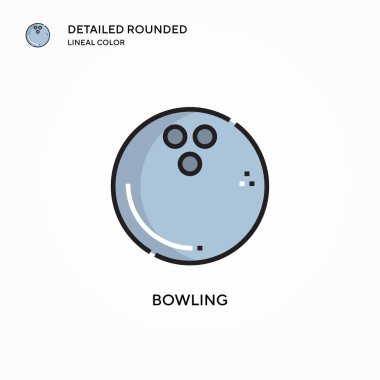 Bowling vektör simgesi. Modern vektör illüstrasyon kavramları. Düzenlemesi ve kişiselleştirmesi kolay.
