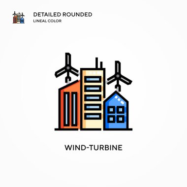 Rüzgar türbini vektör simgesi. Modern vektör illüstrasyon kavramları. Düzenlemesi ve kişiselleştirmesi kolay.