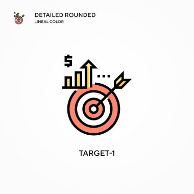 Hedef-1 vektör simgesi. Modern vektör illüstrasyon kavramları. Düzenlemesi ve kişiselleştirmesi kolay.