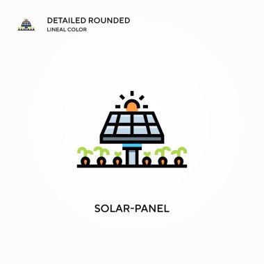 Güneş paneli vektör simgesi. Modern vektör illüstrasyon kavramları. Düzenlemesi ve kişiselleştirmesi kolay.