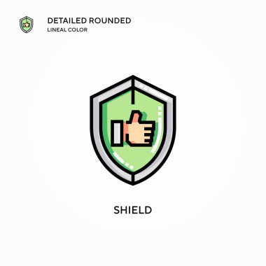 Kalkan vektör simgesi. Modern vektör illüstrasyon kavramları. Düzenlemesi ve kişiselleştirmesi kolay.