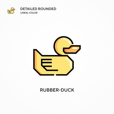 Kauçuk ördek vektör ikonu. Modern vektör illüstrasyon kavramları. Düzenlemesi ve kişiselleştirmesi kolay.