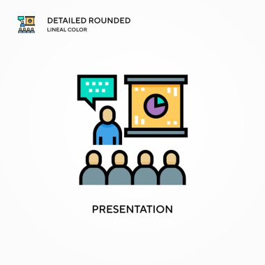 Sunum vektör simgesi. Modern vektör illüstrasyon kavramları. Düzenlemesi ve kişiselleştirmesi kolay.