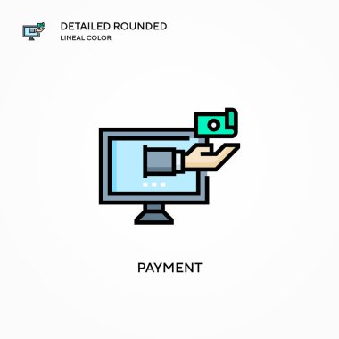 Ödeme vektör simgesi. Modern vektör illüstrasyon kavramları. Düzenlemesi ve kişiselleştirmesi kolay.