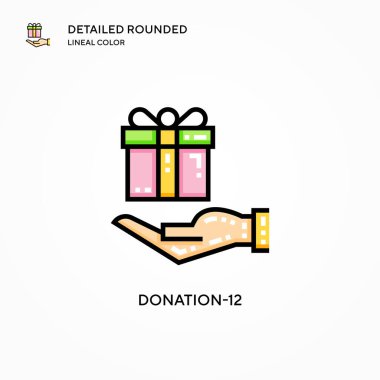 Bağış-12 vektör simgesi. Modern vektör illüstrasyon kavramları. Düzenlemesi ve kişiselleştirmesi kolay.