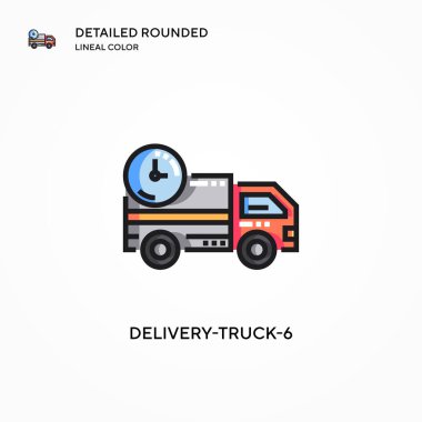 Teslimat kamyonu-6 vektör ikonu. Modern vektör illüstrasyon kavramları. Düzenlemesi ve kişiselleştirmesi kolay.