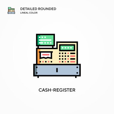Yazar kasa vektör simgesi. Modern vektör illüstrasyon kavramları. Düzenlemesi ve kişiselleştirmesi kolay.