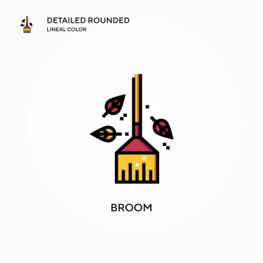 Süpürge vektör simgesi. Modern vektör illüstrasyon kavramları. Düzenlemesi ve kişiselleştirmesi kolay.