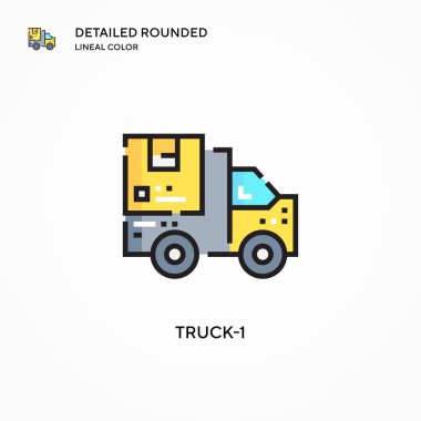Kamyon-1 vektör simgesi. Modern vektör illüstrasyon kavramları. Düzenlemesi ve kişiselleştirmesi kolay.