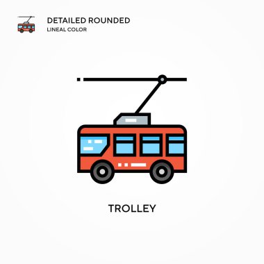 Trolley vektör simgesi. Modern vektör illüstrasyon kavramları. Düzenlemesi ve kişiselleştirmesi kolay.