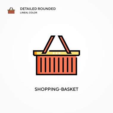 Alışveriş sepeti vektör simgesi. Modern vektör illüstrasyon kavramları. Düzenlemesi ve kişiselleştirmesi kolay.
