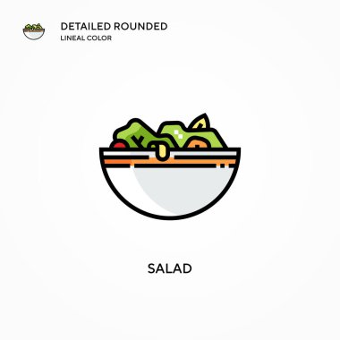 Salata vektör simgesi. Modern vektör illüstrasyon kavramları. Düzenlemesi ve kişiselleştirmesi kolay.