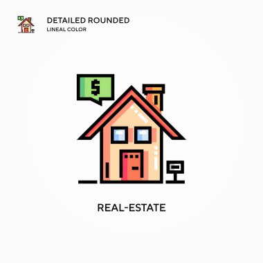 Emlak vektör simgesi. Modern vektör illüstrasyon kavramları. Düzenlemesi ve kişiselleştirmesi kolay.