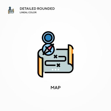 Harita vektör simgesi. Modern vektör illüstrasyon kavramları. Düzenlemesi ve kişiselleştirmesi kolay.