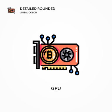 Gpu vektör simgesi. Modern vektör illüstrasyon kavramları. Düzenlemesi ve kişiselleştirmesi kolay.