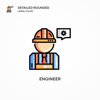 Mühendis vektör simgesi. Modern vektör illüstrasyon kavramları. Düzenlemesi ve kişiselleştirmesi kolay.