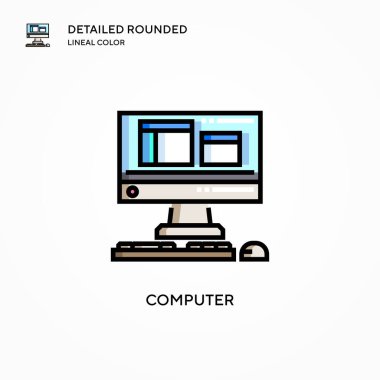 Bilgisayar vektör simgesi. Modern vektör illüstrasyon kavramları. Düzenlemesi ve kişiselleştirmesi kolay.