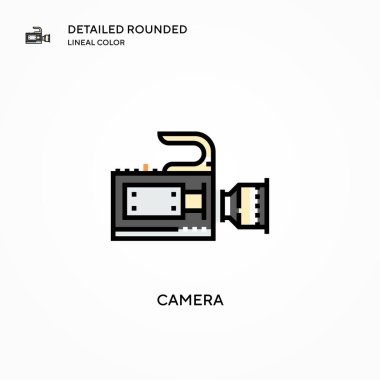 Kamera vektör simgesi. Modern vektör illüstrasyon kavramları. Düzenlemesi ve kişiselleştirmesi kolay.