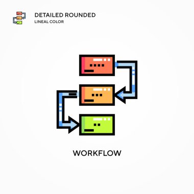 Çalışma akışı vektör simgesi. Modern vektör illüstrasyon kavramları. Düzenlemesi ve kişiselleştirmesi kolay.