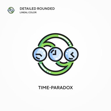 Zaman paradoksu vektör simgesi. Modern vektör illüstrasyon kavramları. Düzenlemesi ve kişiselleştirmesi kolay.