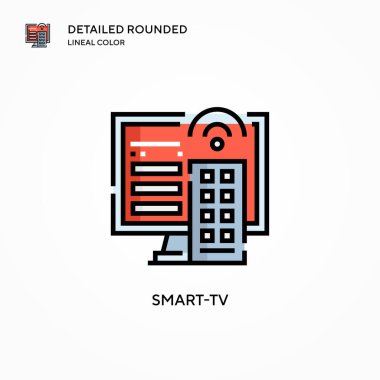 Akıllı TV vektör simgesi. Modern vektör illüstrasyon kavramları. Düzenlemesi ve kişiselleştirmesi kolay.