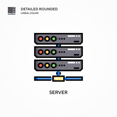 Sunucu vektör simgesi. Modern vektör illüstrasyon kavramları. Düzenlemesi ve kişiselleştirmesi kolay.