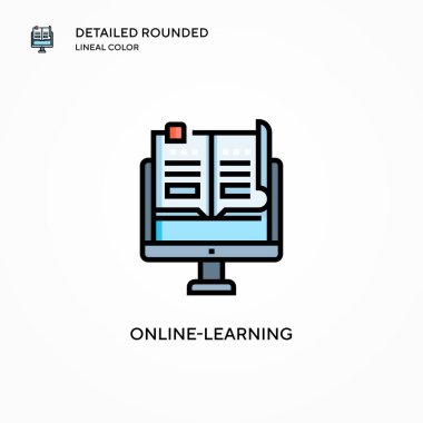 Çevrimiçi öğrenme vektör simgesi. Modern vektör illüstrasyon kavramları. Düzenlemesi ve kişiselleştirmesi kolay.