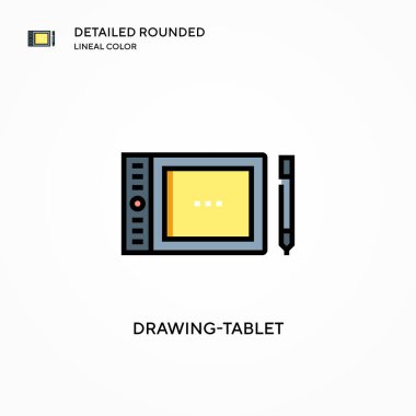 Tablet vektör simgesi çiziliyor. Modern vektör illüstrasyon kavramları. Düzenlemesi ve kişiselleştirmesi kolay.