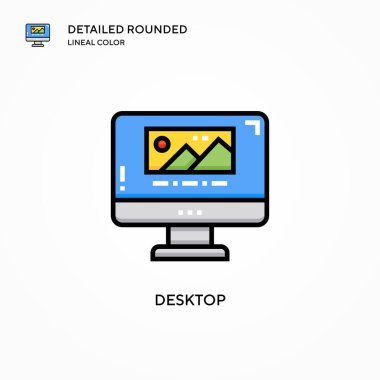 Masaüstü vektör simgesi. Modern vektör illüstrasyon kavramları. Düzenlemesi ve kişiselleştirmesi kolay.
