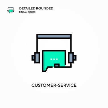 Müşteri hizmetleri vektör simgesi. Modern vektör illüstrasyon kavramları. Düzenlemesi ve kişiselleştirmesi kolay.