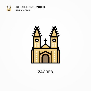 Zagreb vektör simgesi. Modern vektör illüstrasyon kavramları. Düzenlemesi ve kişiselleştirmesi kolay.