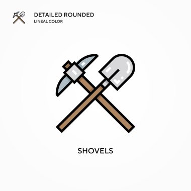 Kürekler vektör simgesi. Modern vektör illüstrasyon kavramları. Düzenlemesi ve kişiselleştirmesi kolay.