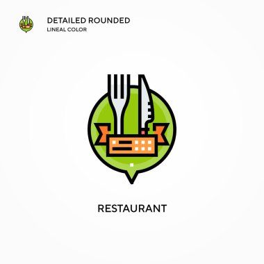 Restoran vektör simgesi. Modern vektör illüstrasyon kavramları. Düzenlemesi ve kişiselleştirmesi kolay.