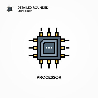 İşlemci vektör simgesi. Modern vektör illüstrasyon kavramları. Düzenlemesi ve kişiselleştirmesi kolay.