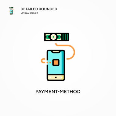 Ödeme yöntemi vektör simgesi. Modern vektör illüstrasyon kavramları. Düzenlemesi ve kişiselleştirmesi kolay.