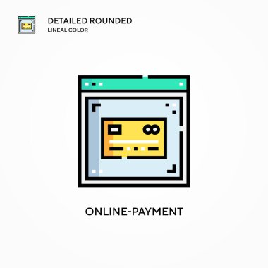 Çevrimiçi ödeme vektör simgesi. Modern vektör illüstrasyon kavramları. Düzenlemesi ve kişiselleştirmesi kolay.