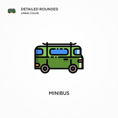Minibus vektör simgesi. Modern vektör illüstrasyon kavramları. Düzenlemesi ve kişiselleştirmesi kolay.