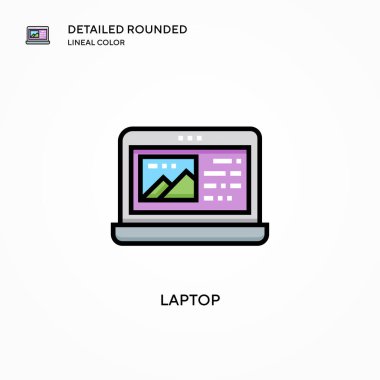 Laptop vektör simgesi. Modern vektör illüstrasyon kavramları. Düzenlemesi ve kişiselleştirmesi kolay.